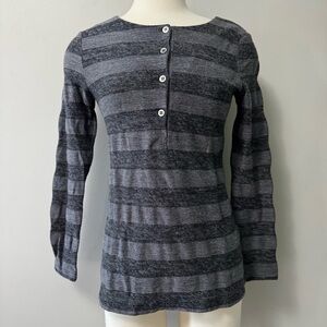 Lacoste Gray Striped Short Sleeve Tee wool cotton 36 S-M